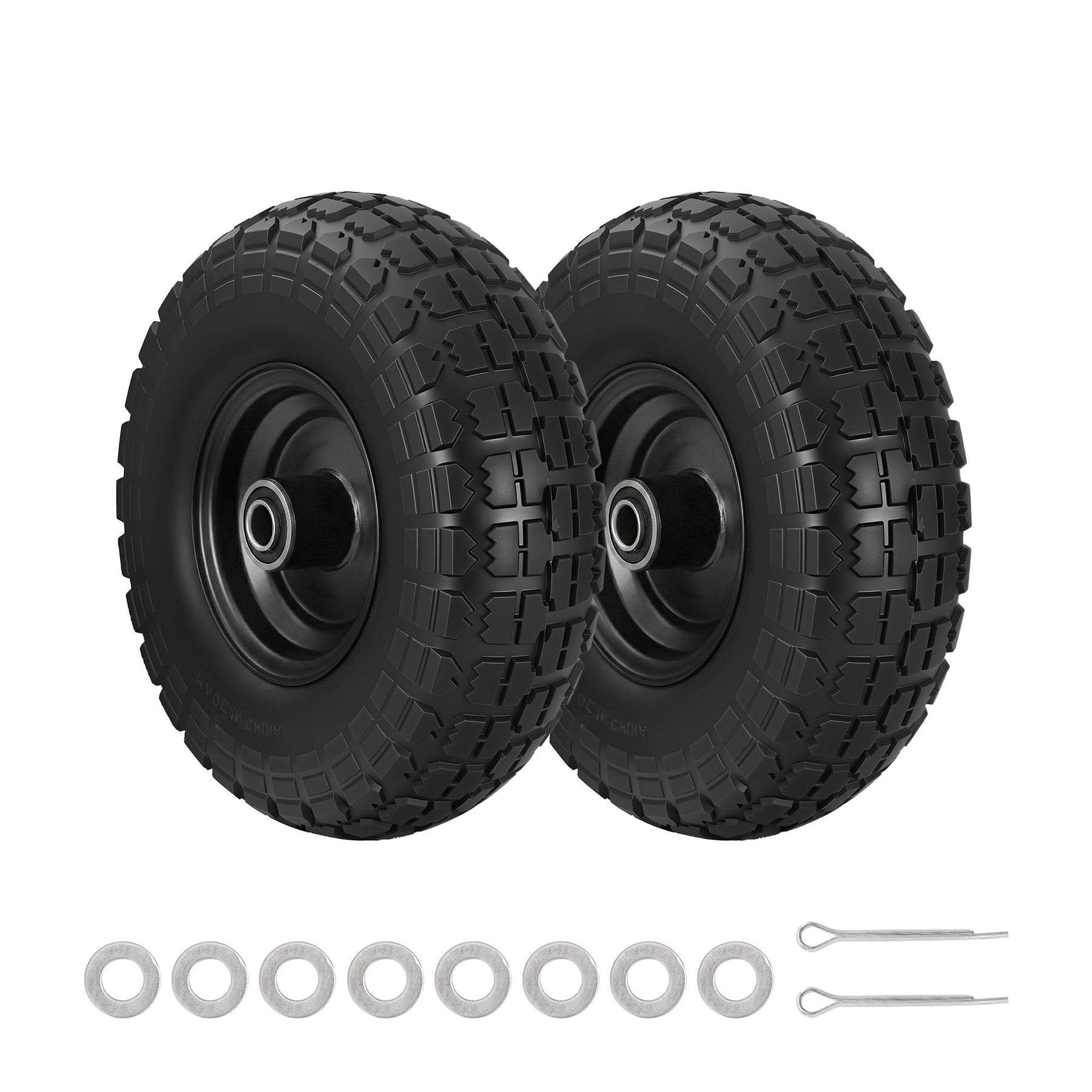 Gardeon 2pcs, 4.10/3.50-4 Tire And Wheel Flat Free, 26cm Solid Rubber Tires with 5/8 Axle Bore Hole And Double Sealed Bearings, Perfect for Wheelbarrow, Garden Cart, Wagon, Dolly