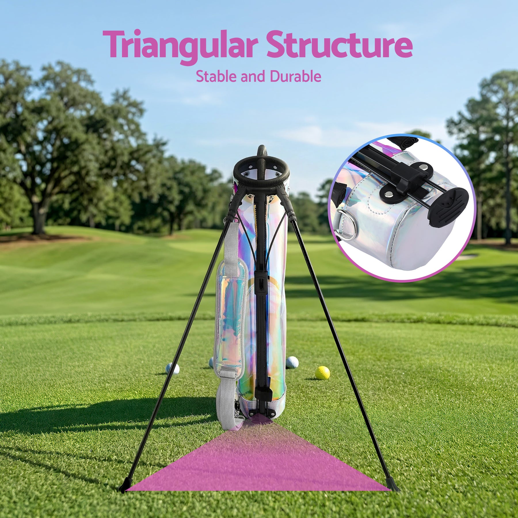 Everfit Golf Stand Bag Lightweight Sunday Pitch And Putt Bag Holographic