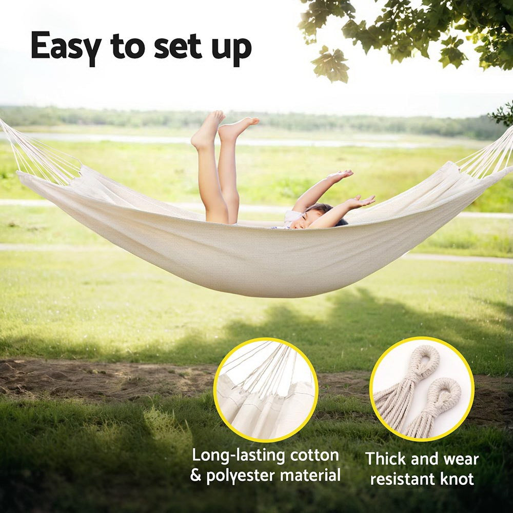 Gardeon Hammock Bed w/ Travel Bag Outdoor Lounge Chair Cream