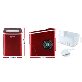 Devanti 12kg Ice Maker Machine Red
