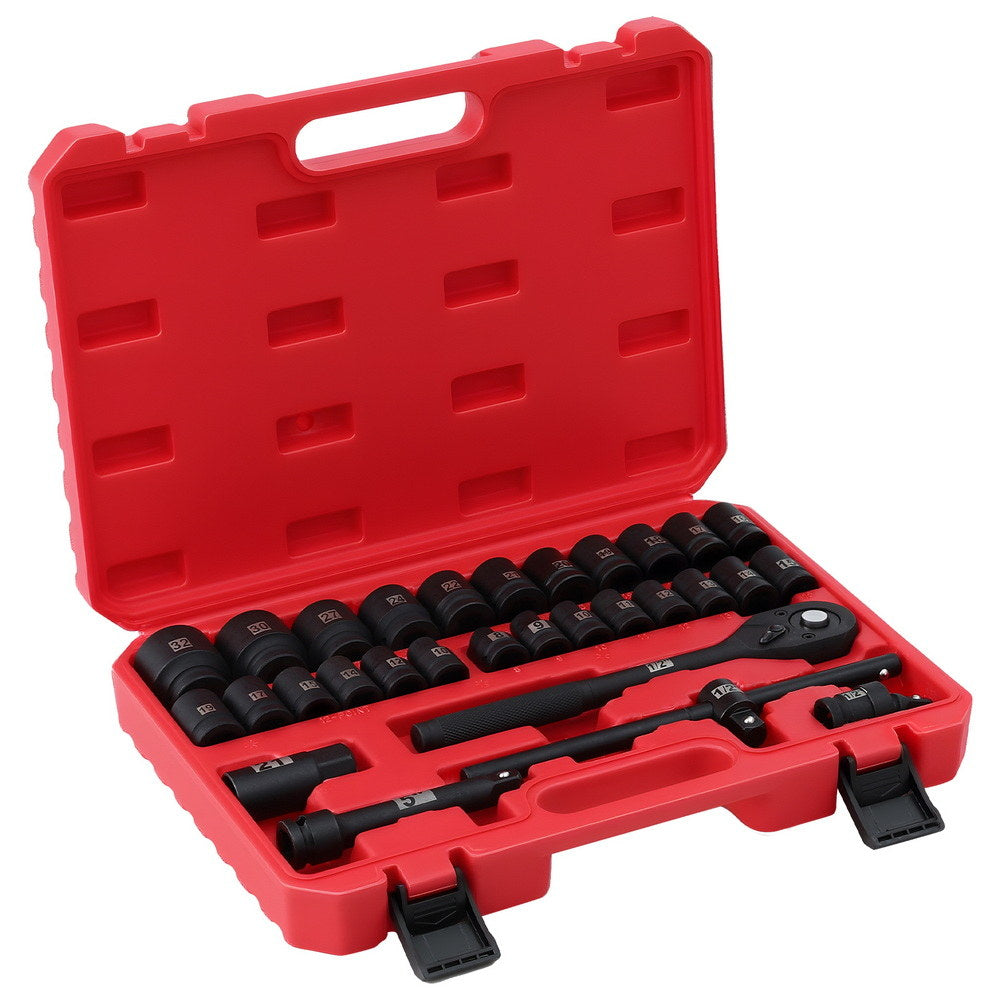 Giantz 30Pc 1/2" Drive Socket Set Cr-V Steel 8-32mm Workshop Repair