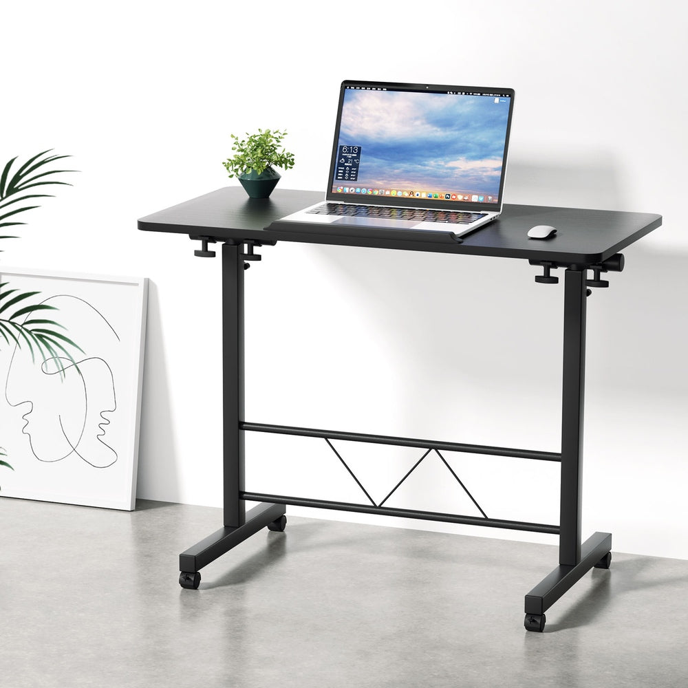 Artiss Laptop Desk Table Height Adjustable Wooden Bed Side Tables 80CM Black