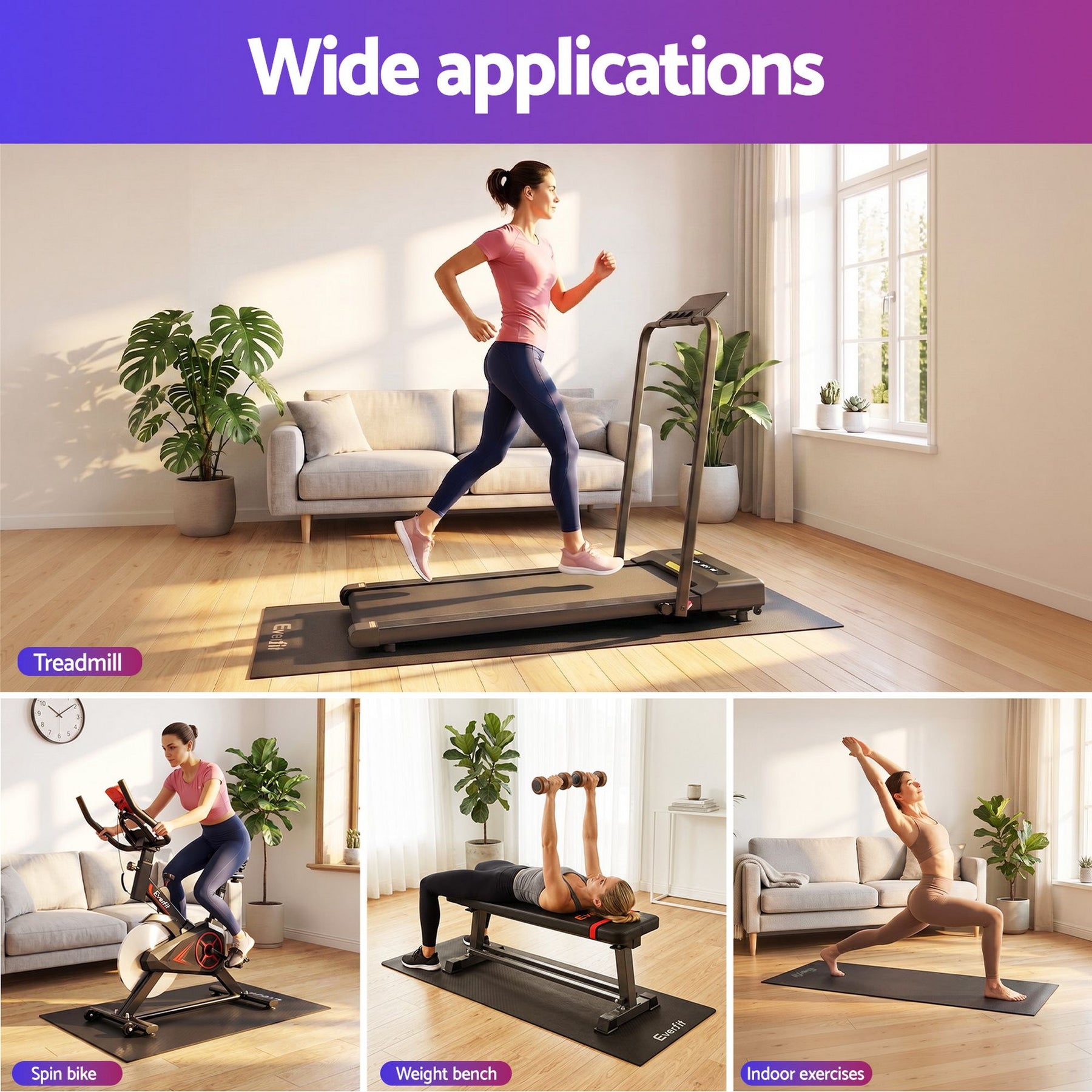 Everfit Exercise Equipment Mat Treadmill Floor Rug Home Gym Fitness Yoga 1.5M