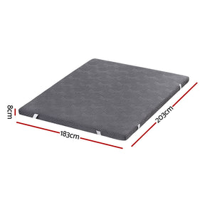 Giselle 8cm Memory Foam Mattress Topper Gel Dual Layer Foam Bamboo King
