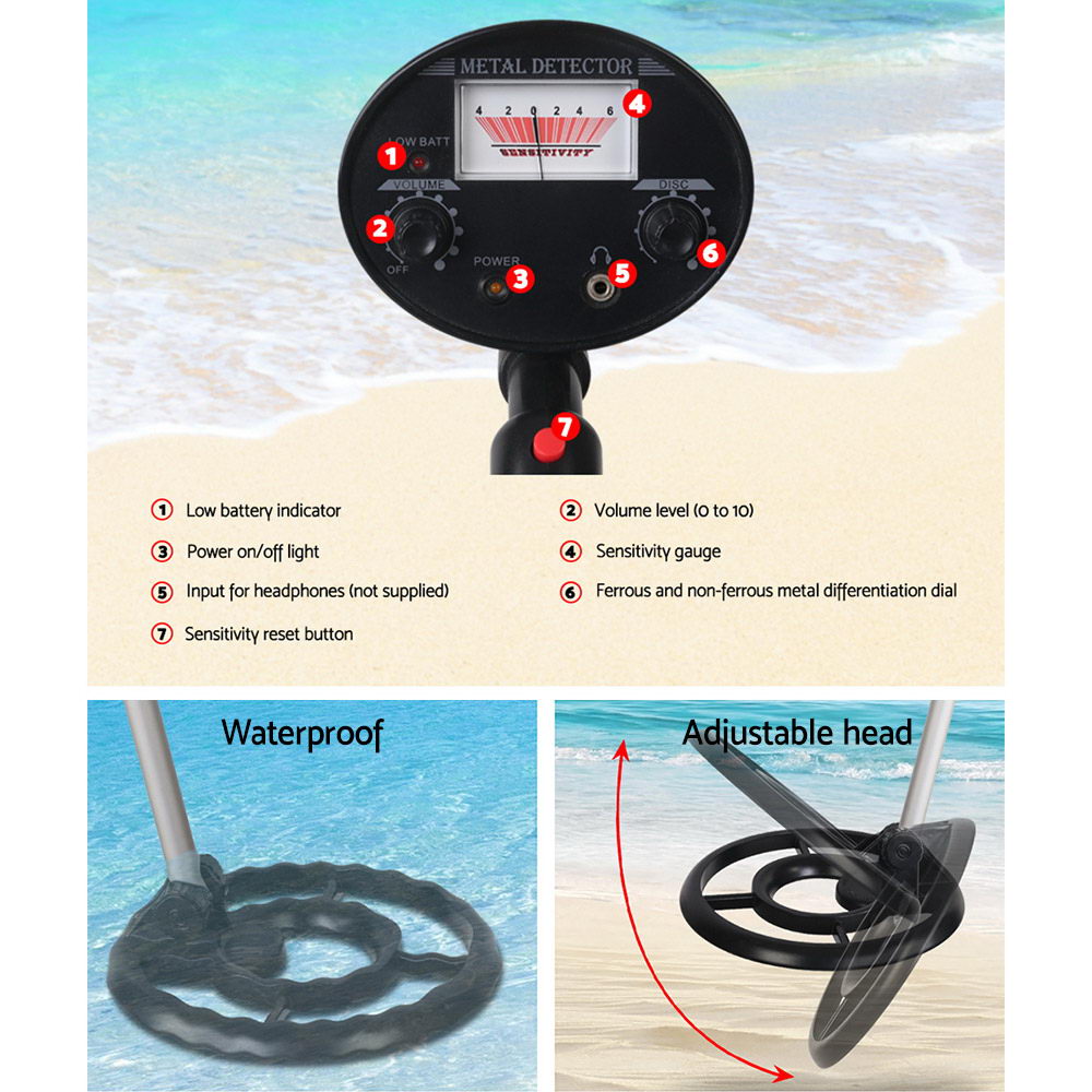 Metal Detector 180MM Deep Sensitive Waterproof Treasure Hunter Gold Digger Black