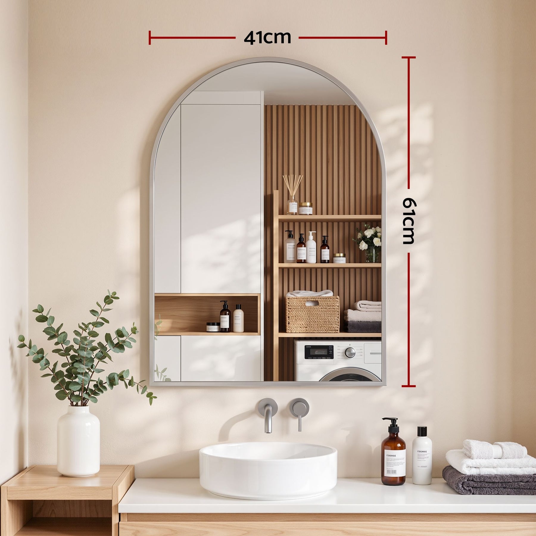 Embellir 61x41cm Silver Arch Wall Mirror