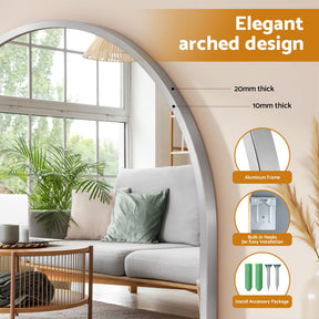 Embellir 61x41cm Silver Arch Wall Mirror