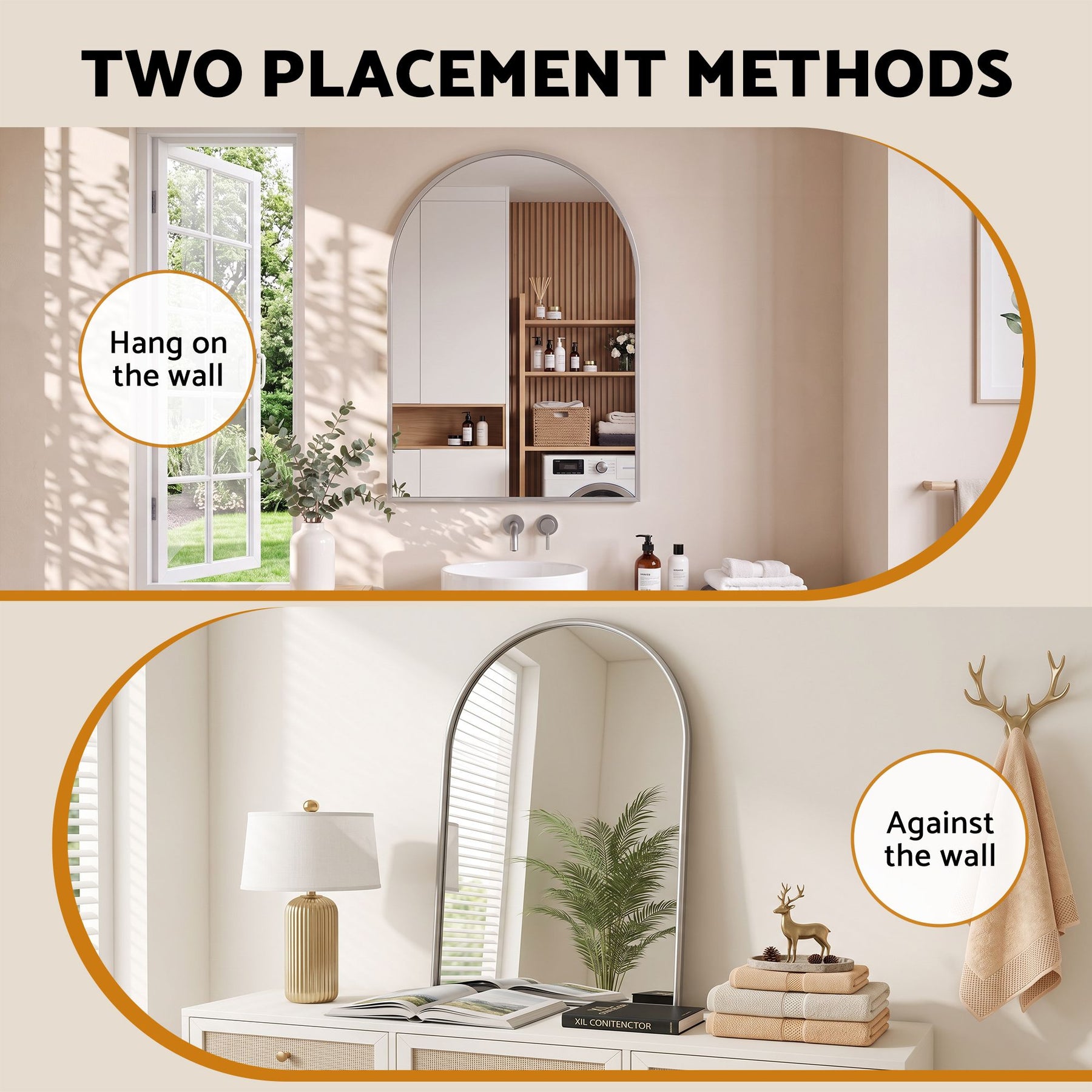 Embellir 61x41cm Silver Arch Wall Mirror