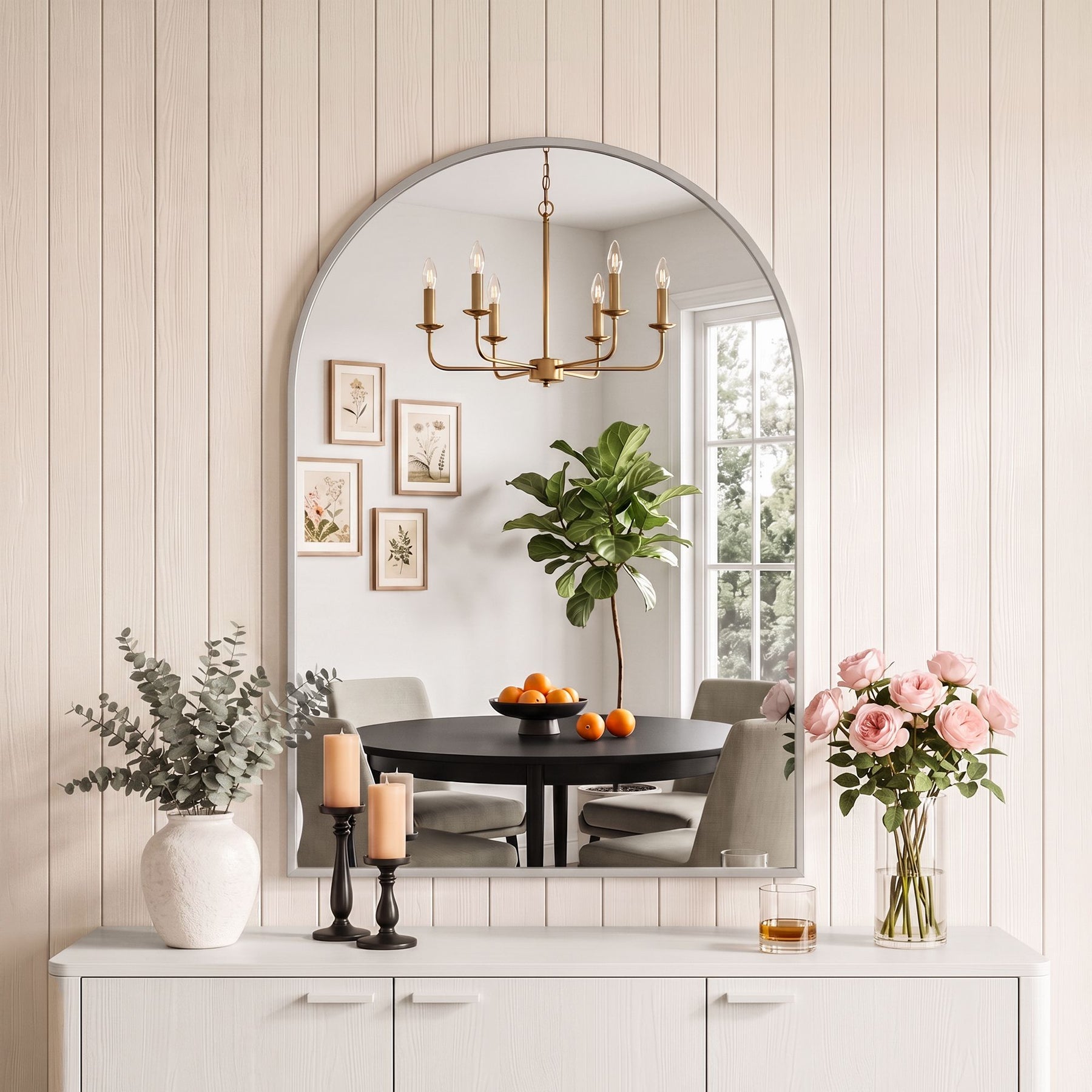 Embellir 61x41cm Silver Arch Wall Mirror