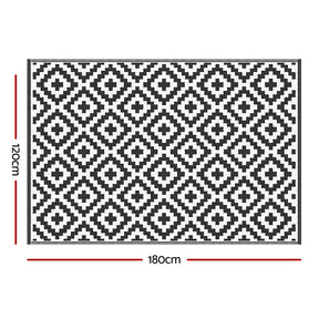 Gardeon Outdoor Rugs 120x180cm Large Carpet Reversible Area Mat PP Dual-Sided Patio Rug Cross