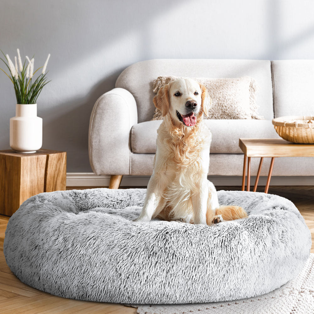 i.Pet Pet Bed Dog Cat 110cm Calming Extra Large Soft Plush Light Charcoal