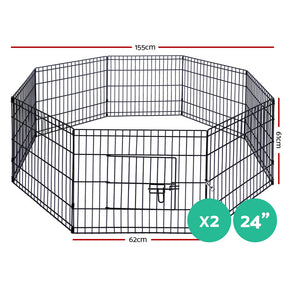 i.Pet 2x24" 8 Panel Dog Playpen Pet Fence Exercise Cage Enclosure Play Pen