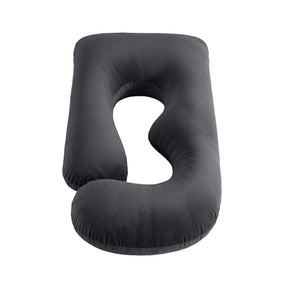 Giselle Bedding Pregnancy Pillow G-Shaped Full Body Pillow for Back and Belly Support Maternity Pillow with Removable Cover, Dark Grey 135x70 cm