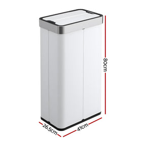 Devanti 70L Automatic Sensor Kitchen Bin – Touchless Smart Rubbish Bin - White