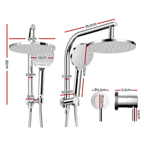 Cefito 9'' Rain Shower Head Set Handheld Round High Pressure Twins Tap Chrome