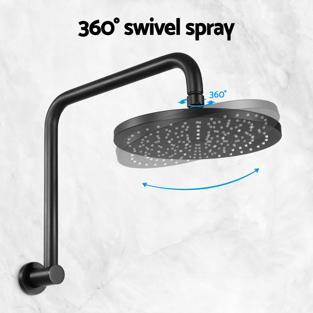 9'' Rain Shower Head Overhead High-pressure Swivel Black