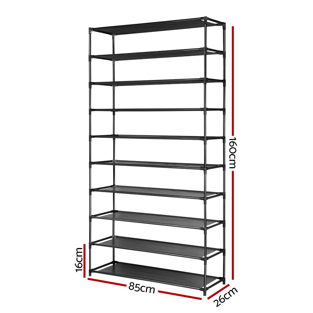 Artiss Shoe Rack Cabinet Stackable 50 Pairs 10-Tier Black