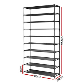 Artiss Shoe Rack Cabinet Stackable 50 Pairs 10-Tier Black