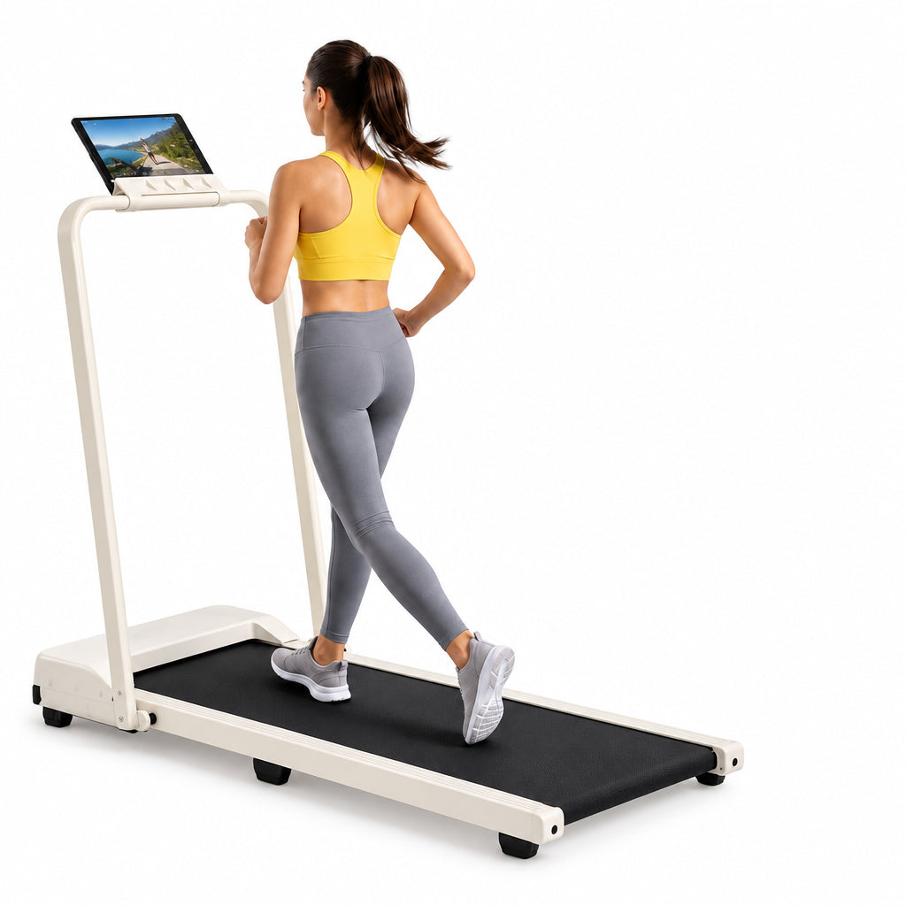 Everfit 3 in 1 Walking Pad Treadmill 12% Incline Foldable Under Desk Treadmills for Home 38cm Beige