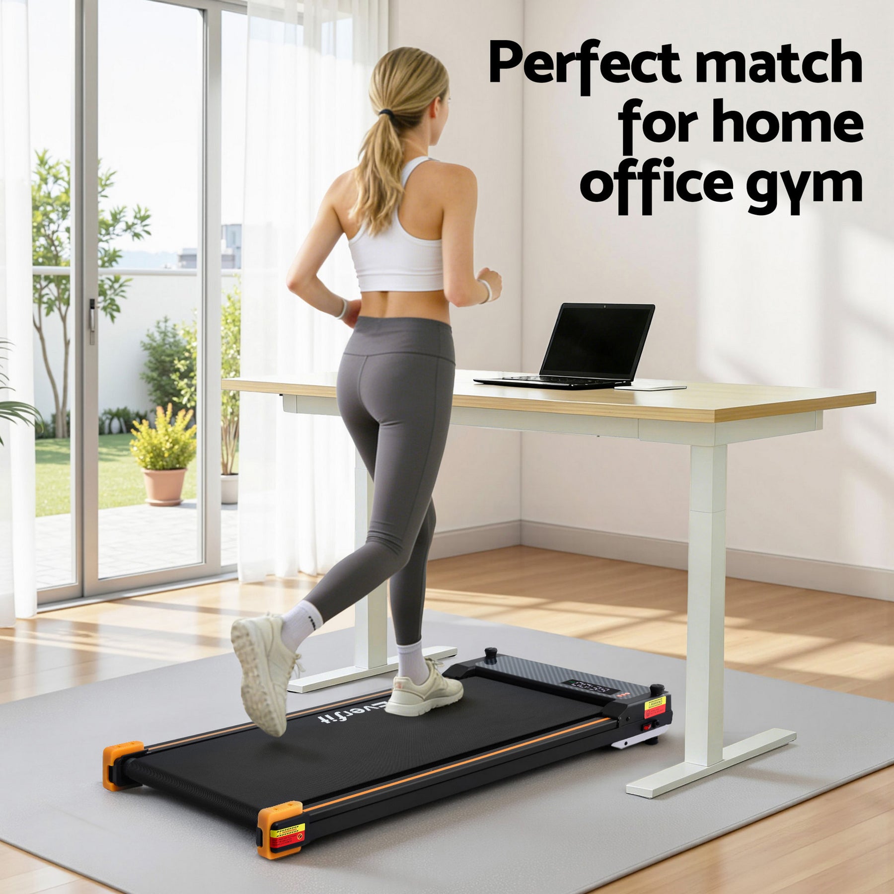 Everfit 2-in-1 Walking Pad Treadmill with Massage Function 380mm Black