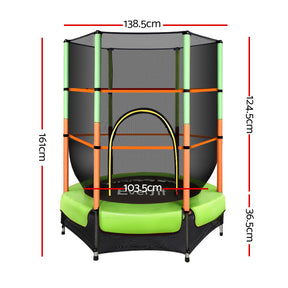 Everfit 4.5FT Trampoline for Kids Trampoline w/ Enclosure Safety Net Rebounder Gift Green