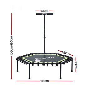 Everfit 48inch Hexagon Fitness Trampoline Rebounder Adjustable Handrail Green