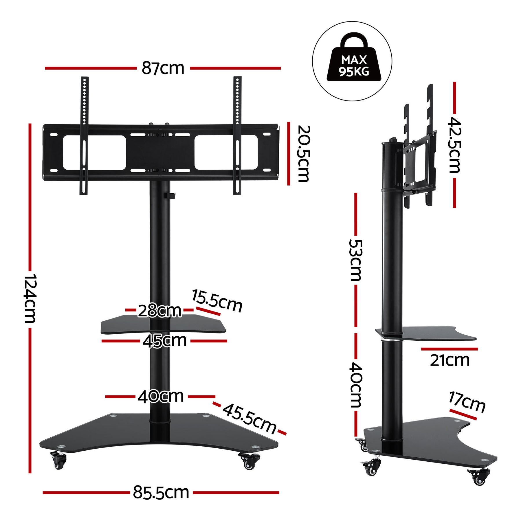 Artiss 40-100" TV Stand Mount Bracket Universal Adjustable Height with Wheels