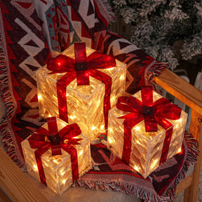 Trendbay 3pcs Christmas Gift Box Lights Transparent Decorative Boxes