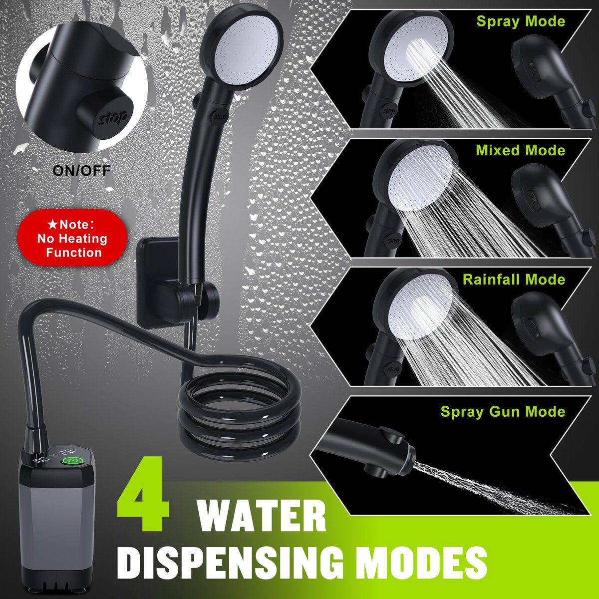 Portable Camping Shower Pump – Rechargeable 6000mAh with LED Display