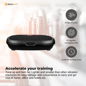Social Hike 60cm Vibration Plate Machine Full Body Exercise Platform Black