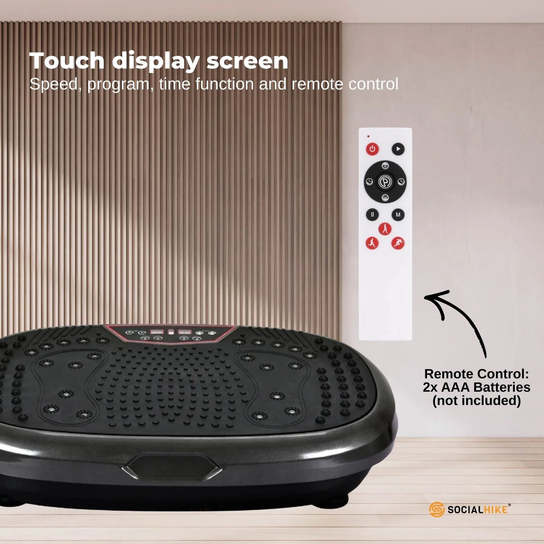 Social Hike 60cm Vibration Plate Machine Full Body Exercise Platform Black