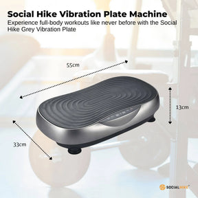 Social Hike 55cm Vibration Plate Machine Full Body Exercise Platform 200W Grey