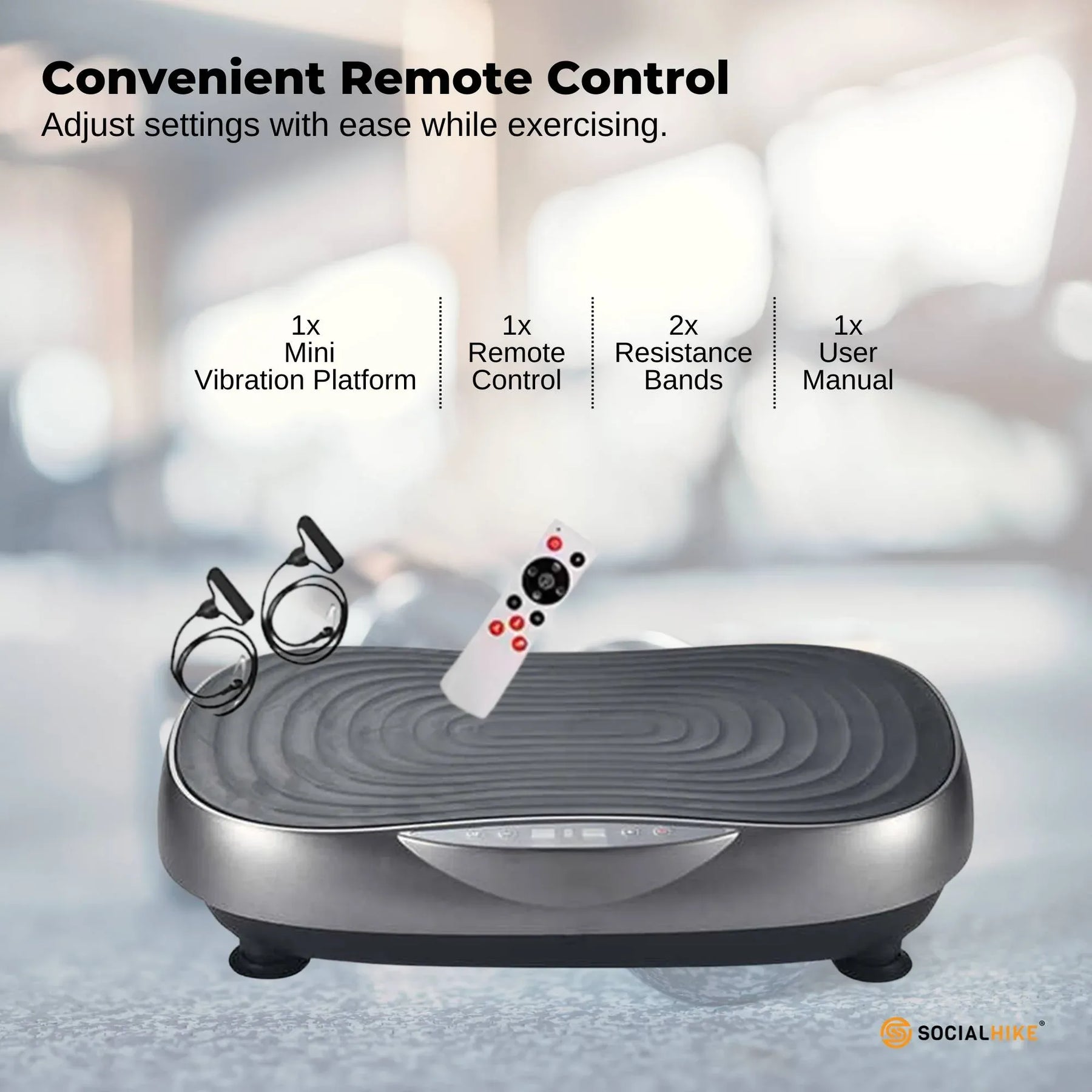 Social Hike 55cm Vibration Plate Machine Full Body Exercise Platform 200W Grey