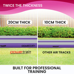 Powertrain Airtrack 20cm Thick 4m x 1m Inflatable Gymnastics Tumbling Mat Air Track - Purple