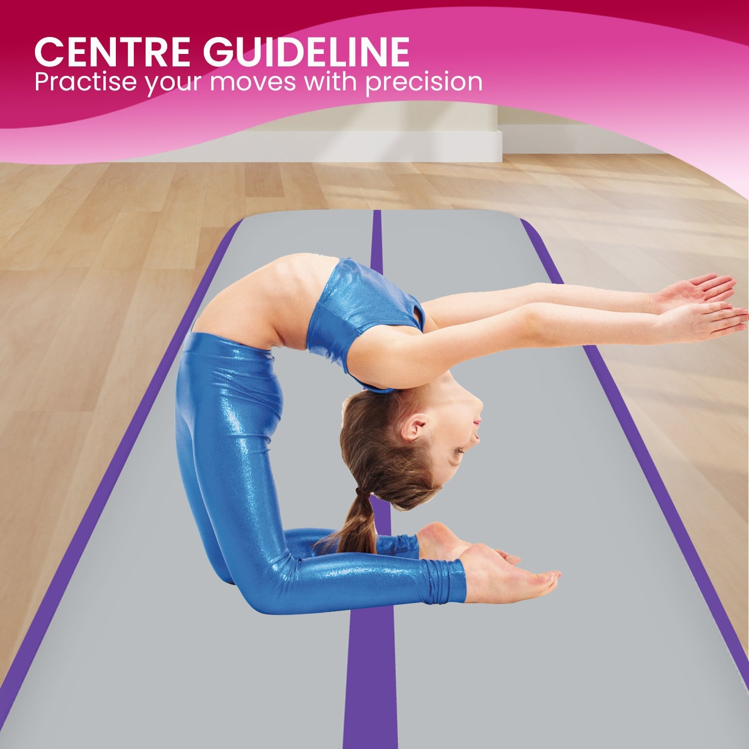 Powertrain Airtrack 20cm Thick 4m x 1m Inflatable Gymnastics Tumbling Mat Air Track - Purple