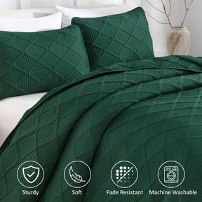 Green Wave Bloom Christmas Bedspread Queen 3 Piece Set