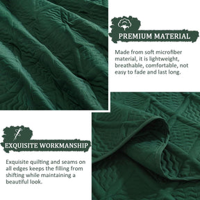 Green Wave Bloom Christmas Bedspread Queen 3 Piece Set