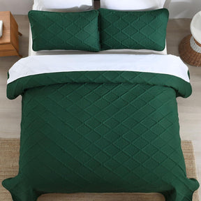 Green Wave Bloom Christmas Bedspread Queen 3 Piece Set