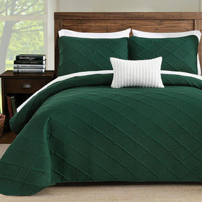 Green Wave Bloom Christmas Bedspread Queen 3 Piece Set