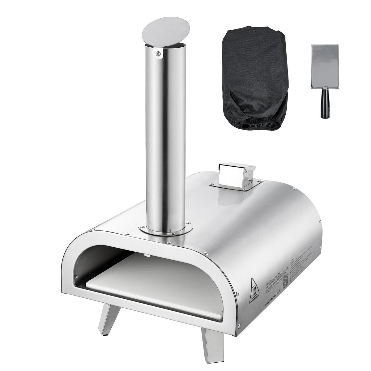 12" Outdoor Wood Fired Pizza Oven Portable with Thermometer, Pizza Stone & Carry Bag