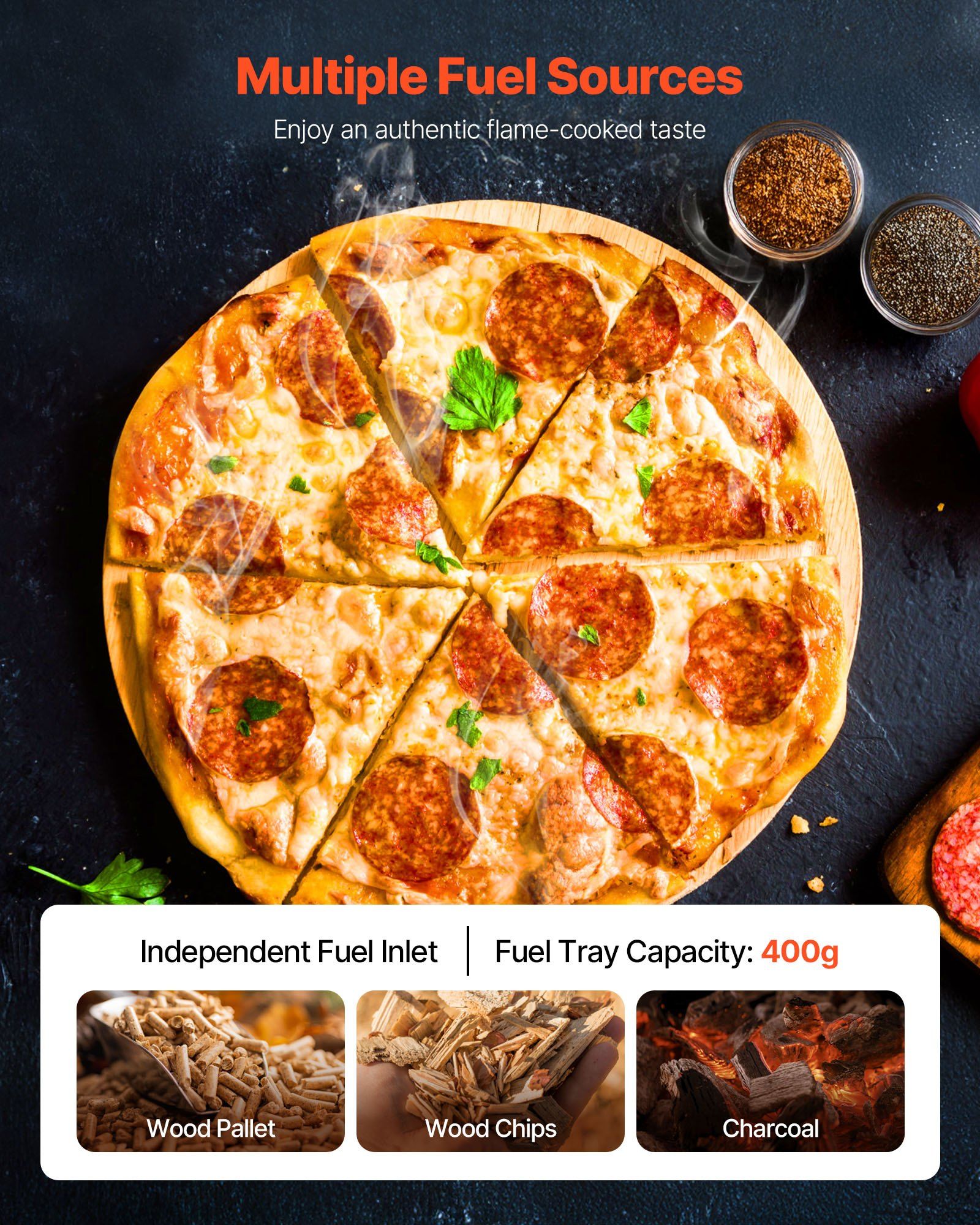 Pizza Oven Outdoor, 12" Pellet Pizza Oven, Portable Pizza-Stove with Built-in Thermometer, Wood Fired Stainless Steel Pizza-Maker, for Backyard, Camping, Pizza-Stone, Shovel, Carry Bag, Silver