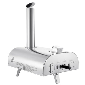 Pizza Oven Outdoor, 12" Pellet Pizza Oven, Portable Pizza-Stove with Built-in Thermometer, Wood Fired Stainless Steel Pizza-Maker, for Backyard, Camping, Pizza-Stone, Shovel, Carry Bag, Silver