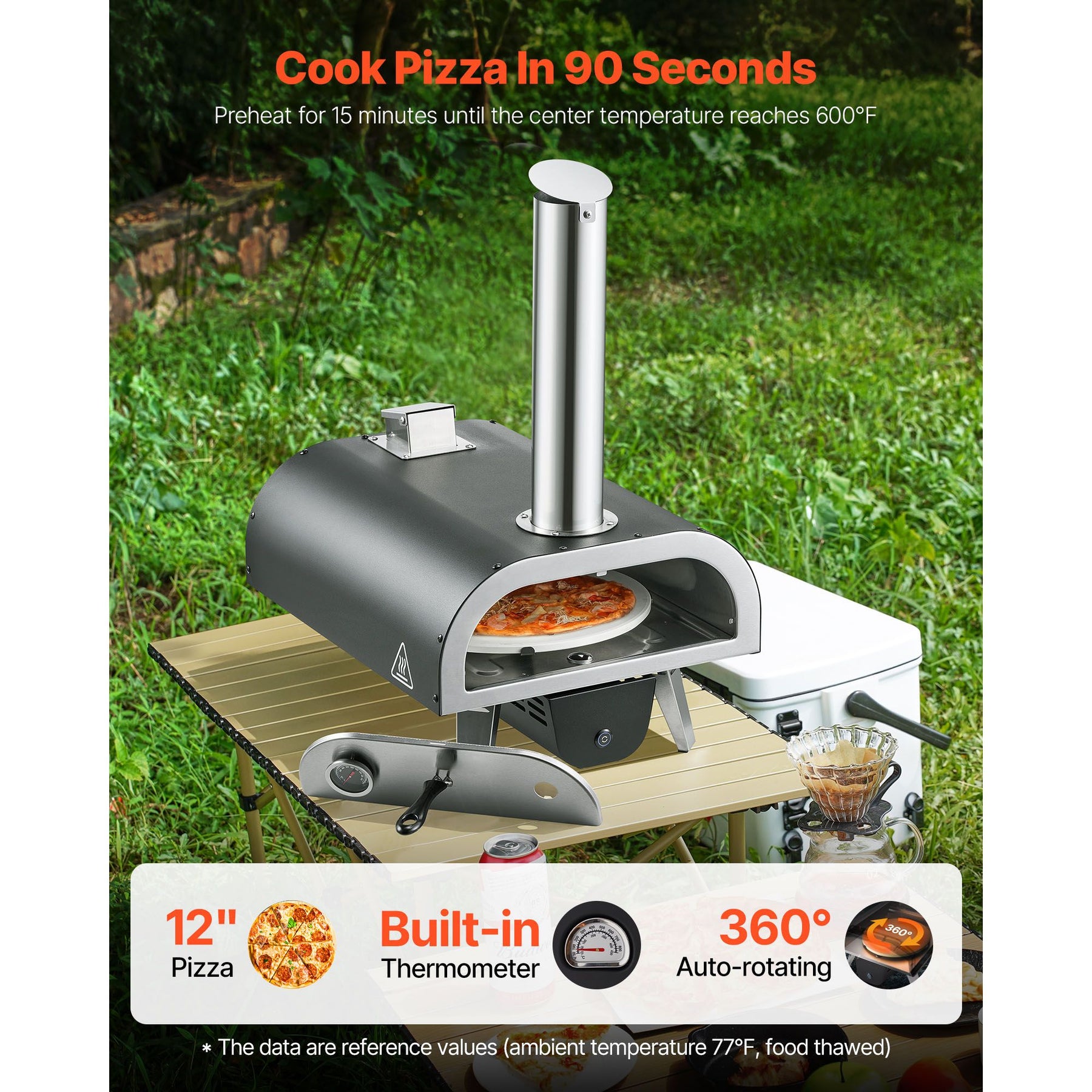 Outdoor Wood Fired Pizza Oven 12" Portable with Pizza Stone & Carry Bag