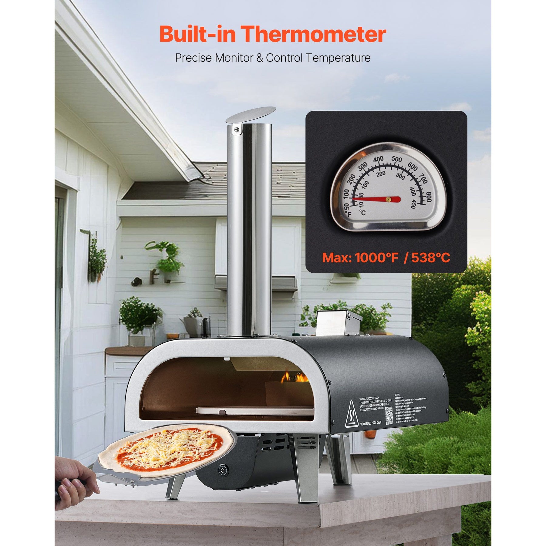 Outdoor Wood Fired Pizza Oven 12" Portable with Pizza Stone & Carry Bag