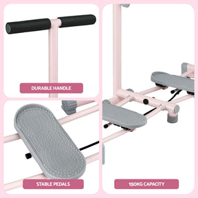 Everfit Foldable Ski Exercise Machine Leg Thigh Trainer Home Fitness Cardio Pink