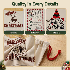 Jingle Jollys 3PCS Christmas Santa Sacks Large Reusable Personalised Canvas Gift Storage Bags