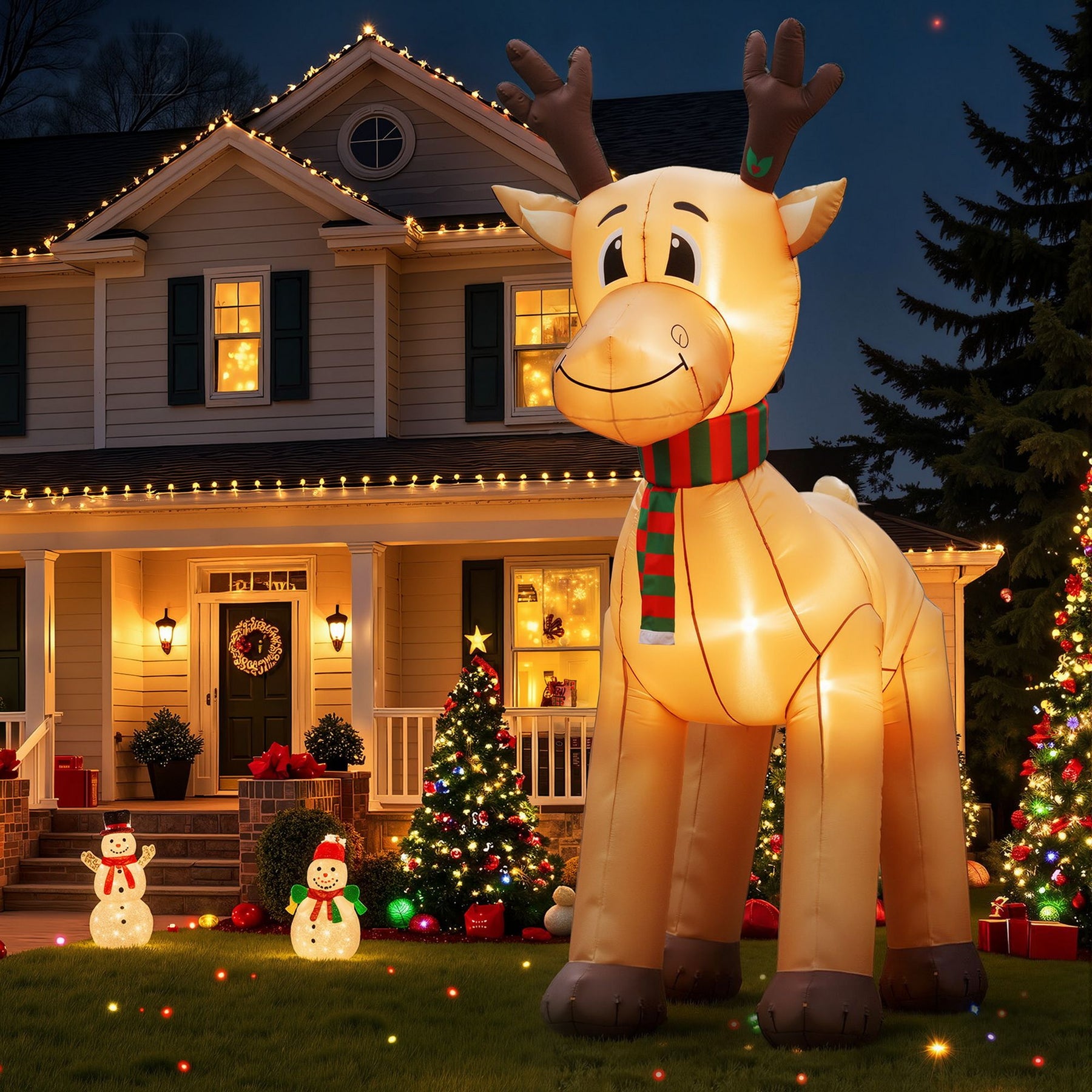 Jingle Jollys Christmas Inflatable Reindeer 5M Illuminated Decorations