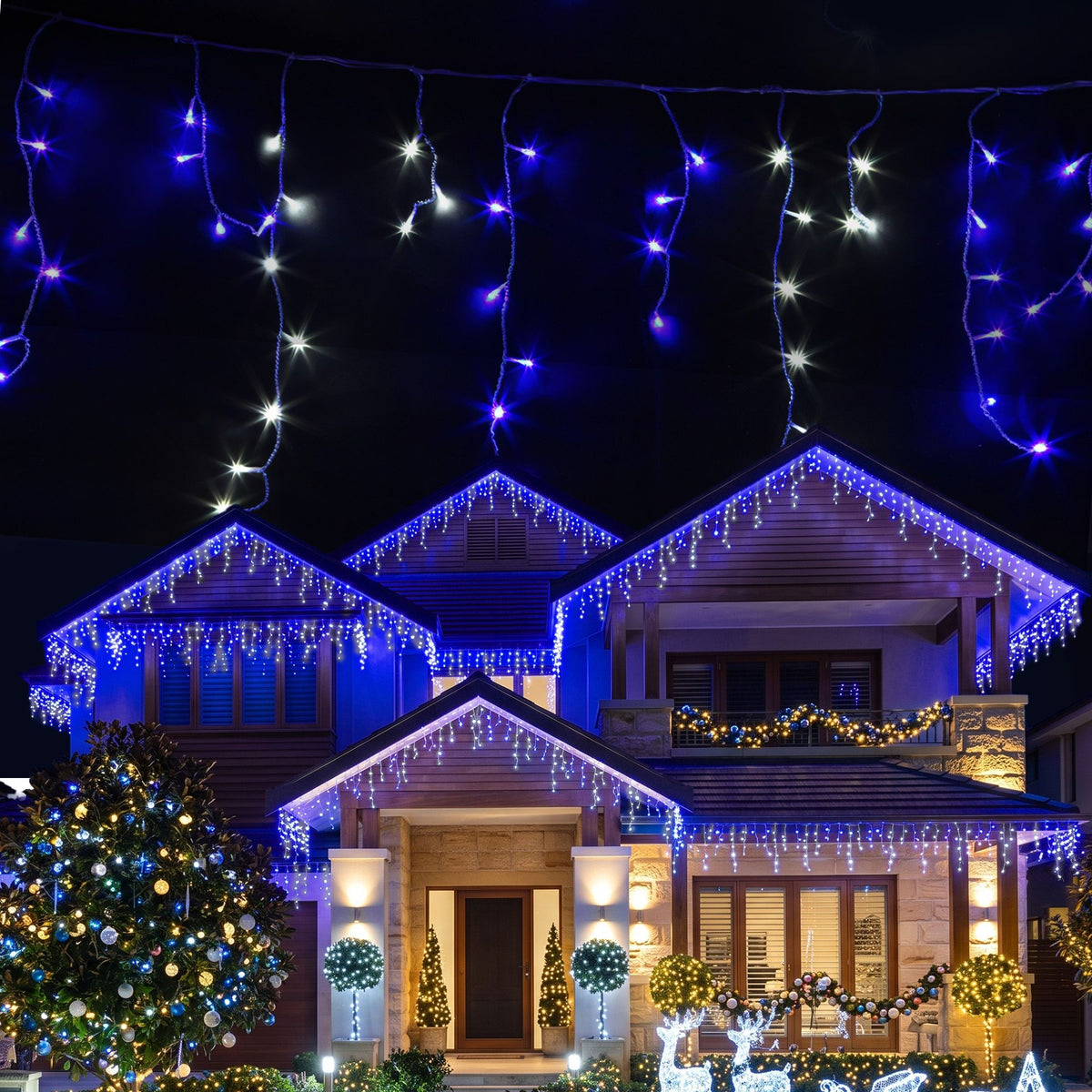 20M Christmas Lights Icicle Light 800 LED Blue White Decor Jingle Jollys