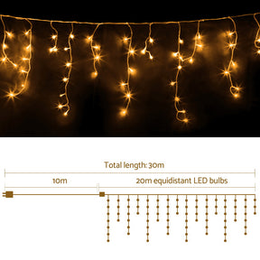 20M Christmas Lights Icicle Light 800 LED Warm White Decor Jingle Jollys