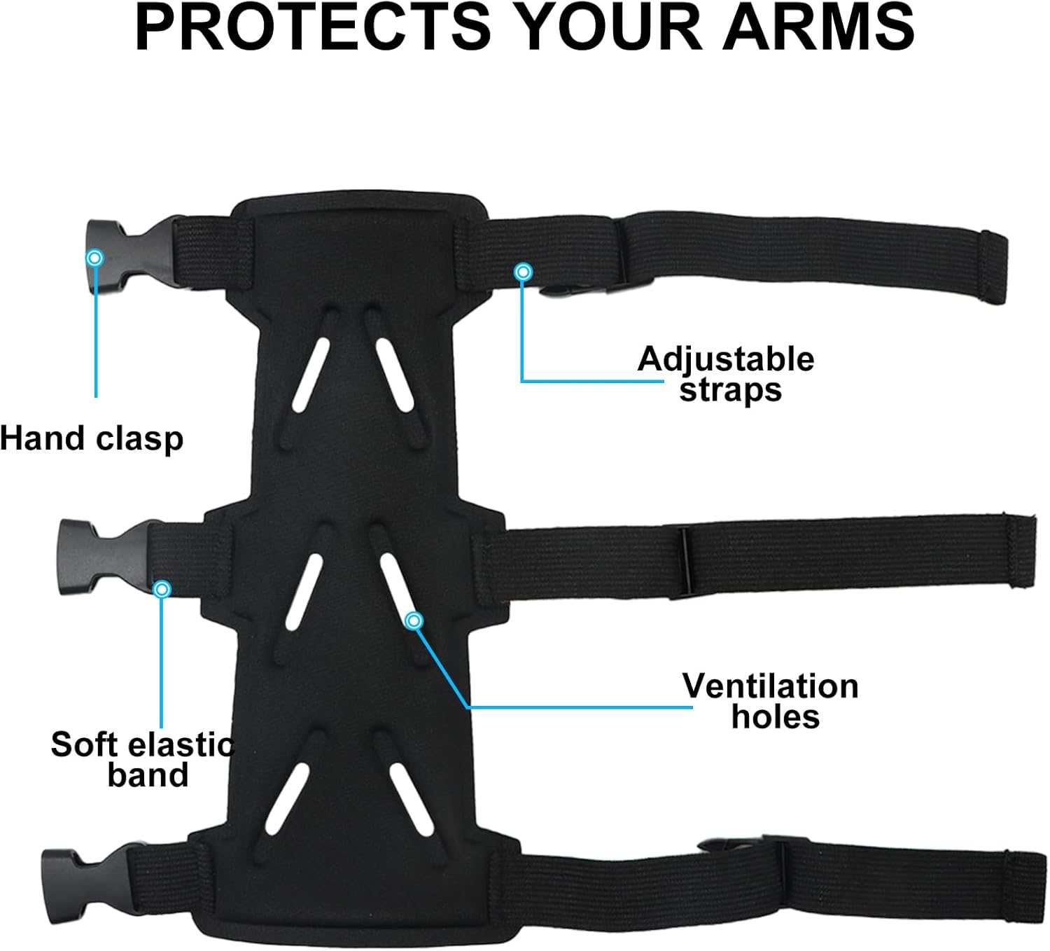 Archery Arm Guards - 1 Piece - Black - Adjustable - Wrist & Forearm Protection - Unisex - Suitable for Teens & Adults - SportZone.co.nz